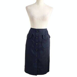 𝅺AQUASCUTUM LONDON NAVY BUTTON FRONT POCKETS PENCIL SKIRT